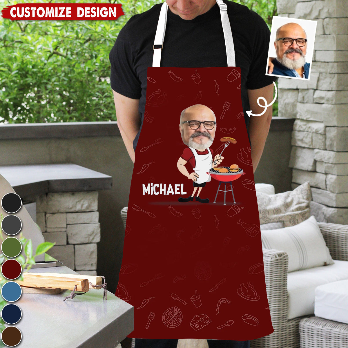 Custom Photo Mr. Good Looking Is Cooking - Family Personalized Apron - Father's Day, Gift For Dad, Grandpa