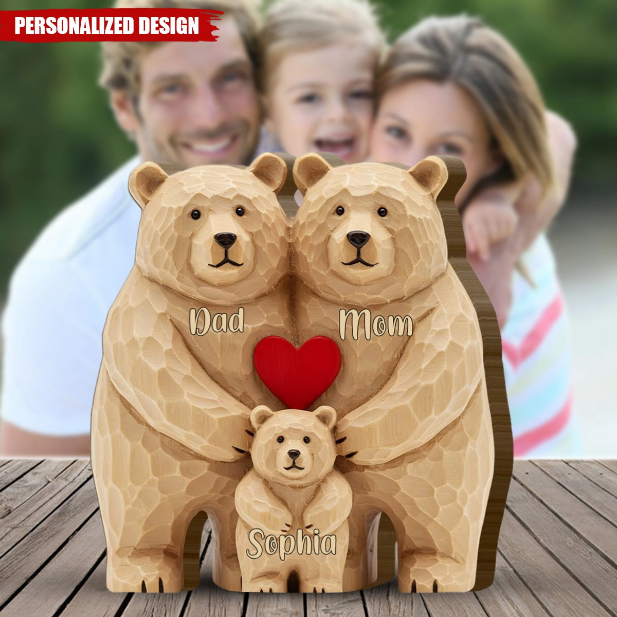 Bear Family-Personalized Family Shaped Wooden Puzzle