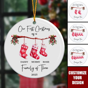 Personalised First Christmas as a Family Ceramic Ornament, Baby First Christmas Tree Ornament