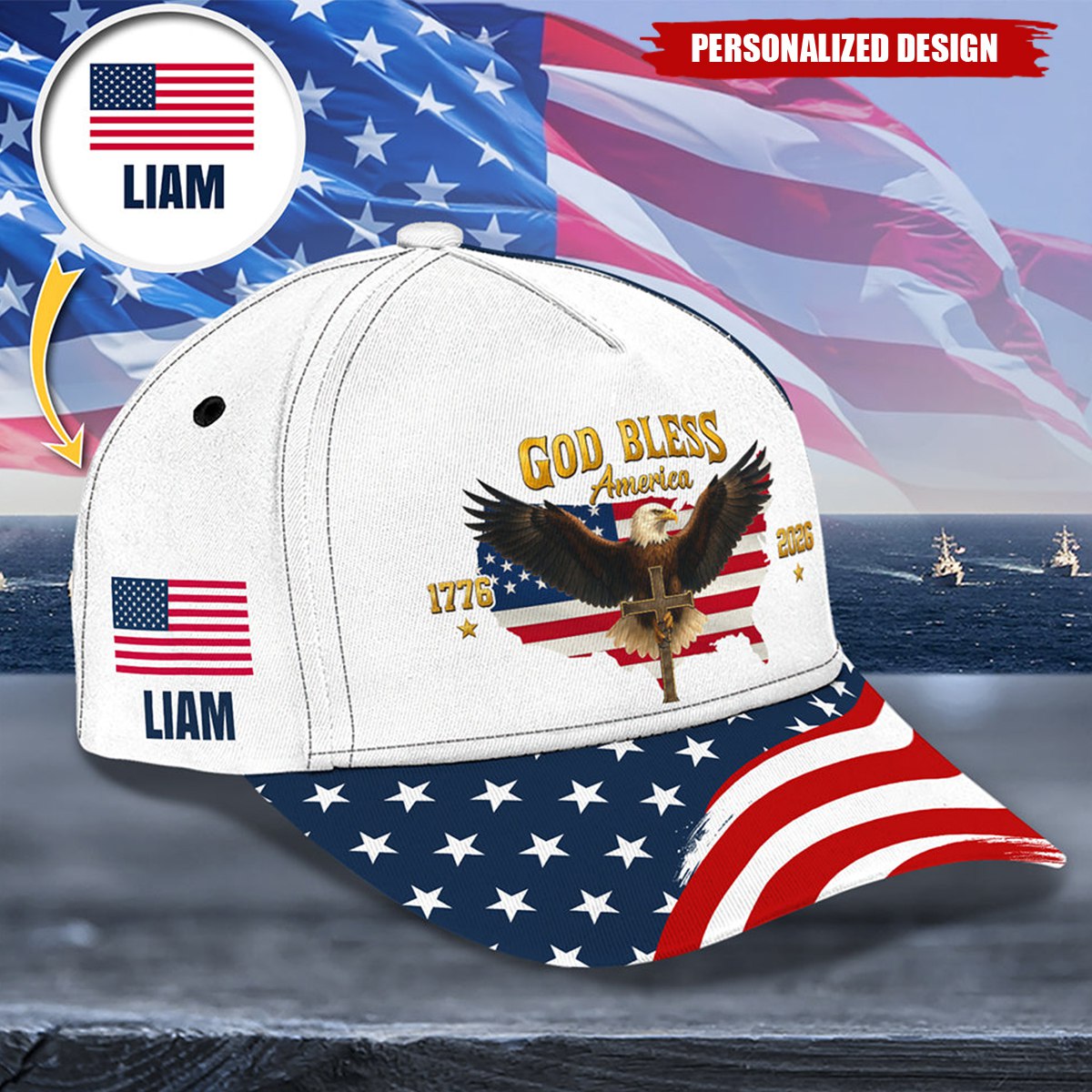 Personalized US Eagle 250 Years Of Freedom 1776 - 2026 Classic Cap