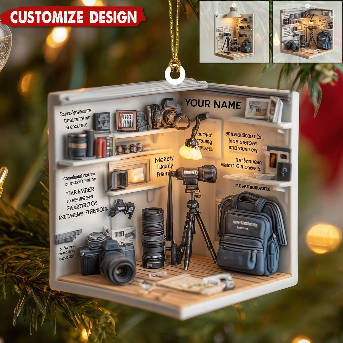 Personalized Camera Christmas Ornament, Gift For Photographer, Camera Photographer Flat Christmas Ornament, Photographer Ornament Xmas Decor