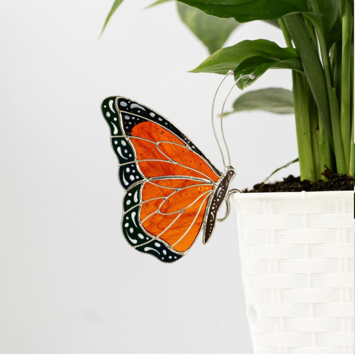 Stained glass planter farmhouse decor - Mother's Day gift for mom grandma