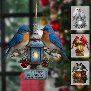 “Winter Lantern Birds” — Colorful Christmas Tree Bird Ornament