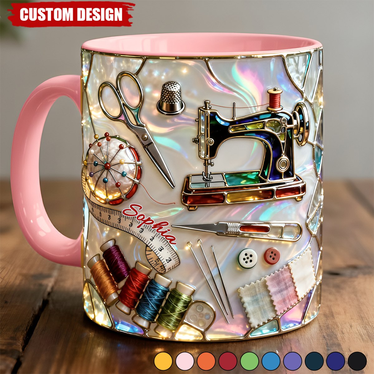 Personalized Sewing Accent Mug -Gift For Sewing Lover