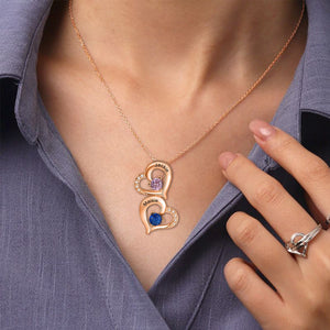 Personalized Heart Birthstone Necklace, Mother's Day Gift