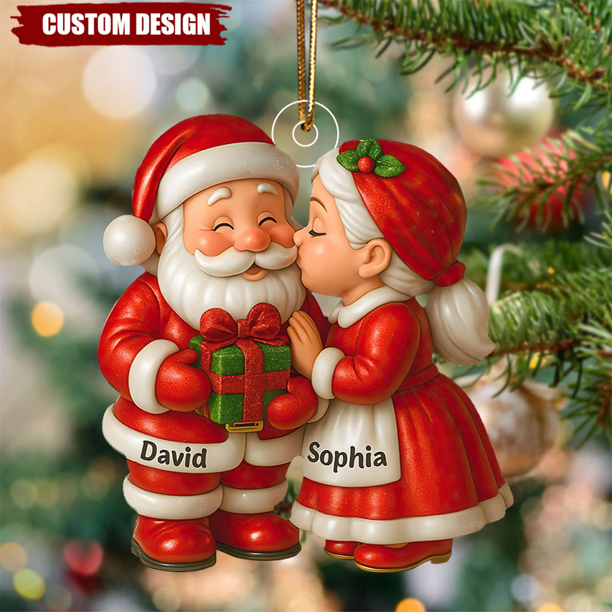 Personalized Santa And Mrs. Claus Christmas Ornament, Growing Old Together Custom Acrylic Keepsake, Holiday Gift For Couples And Loving 2025