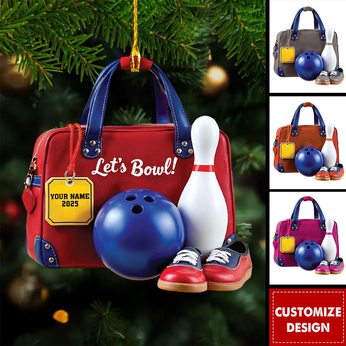 Personalized Bowling Christmas Ornament, Gifts for Bowling Lovers & Players