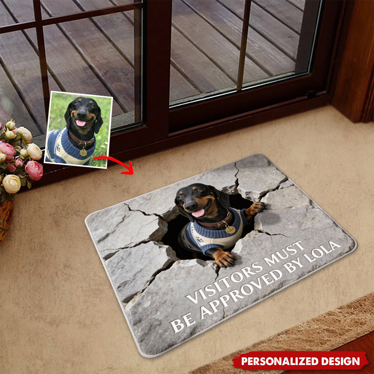 Visitors Must Be Approved-Personalized Dog Shaped Doormat/ Rug