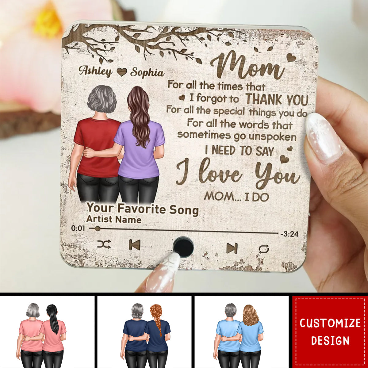 To My Dear Mom Our Song Gift From Daughter Personalized Music Fridge Magnet