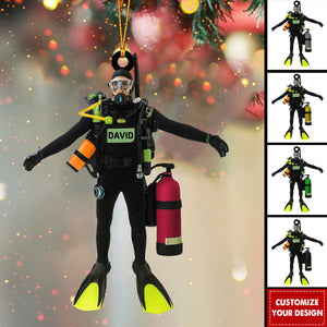 Personalized Scuba Diving Christmas Ornament - Gift for Scuba Divers, Ocean & Adventure Lovers