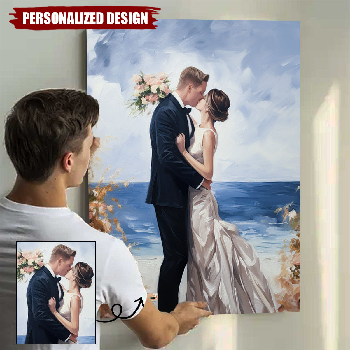 Personalized  Wedding Portrait On Canvas From Photo,Hand Painted Wedding Photo-WeddingGift