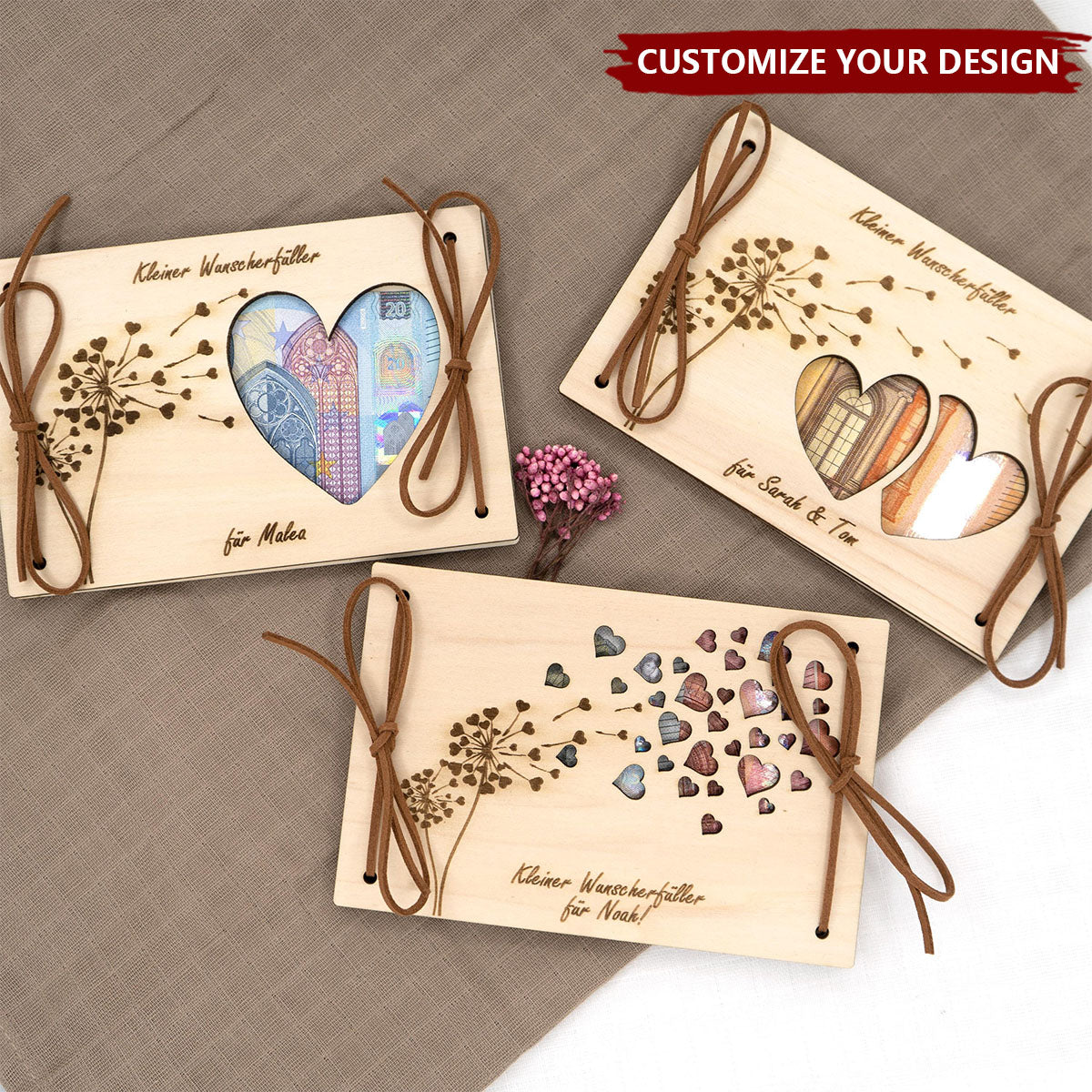 Personalized Money Gift Wish Fulfiller - Wooden Gift Money Holder