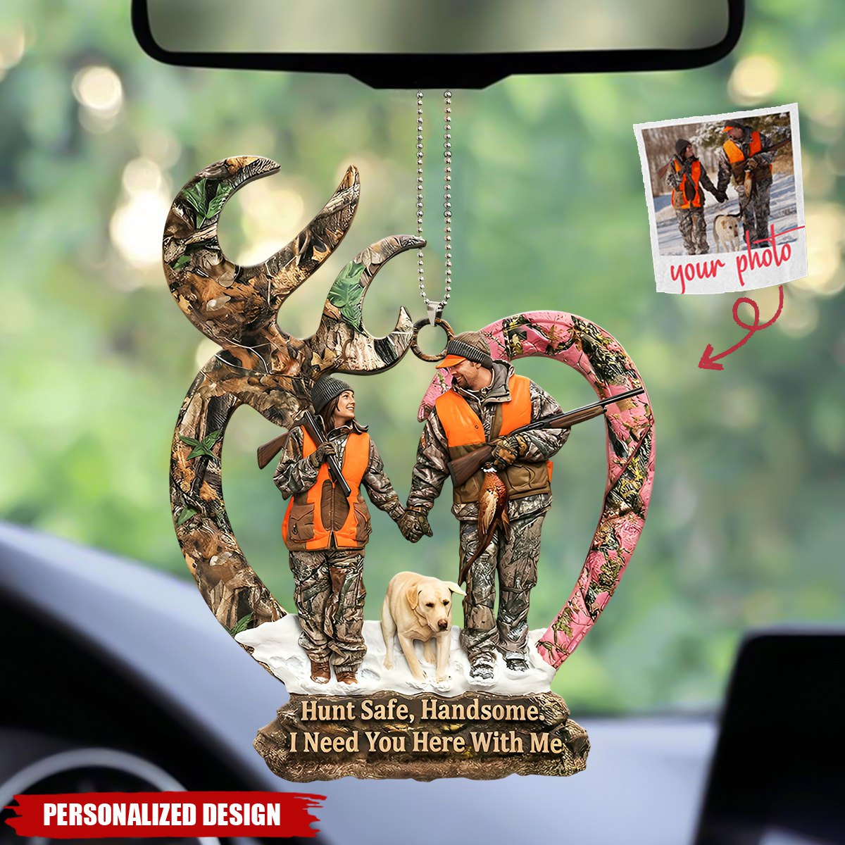 Couple Hunting-Personalized Photo Car Hanging Ornament-Gifts For Couple