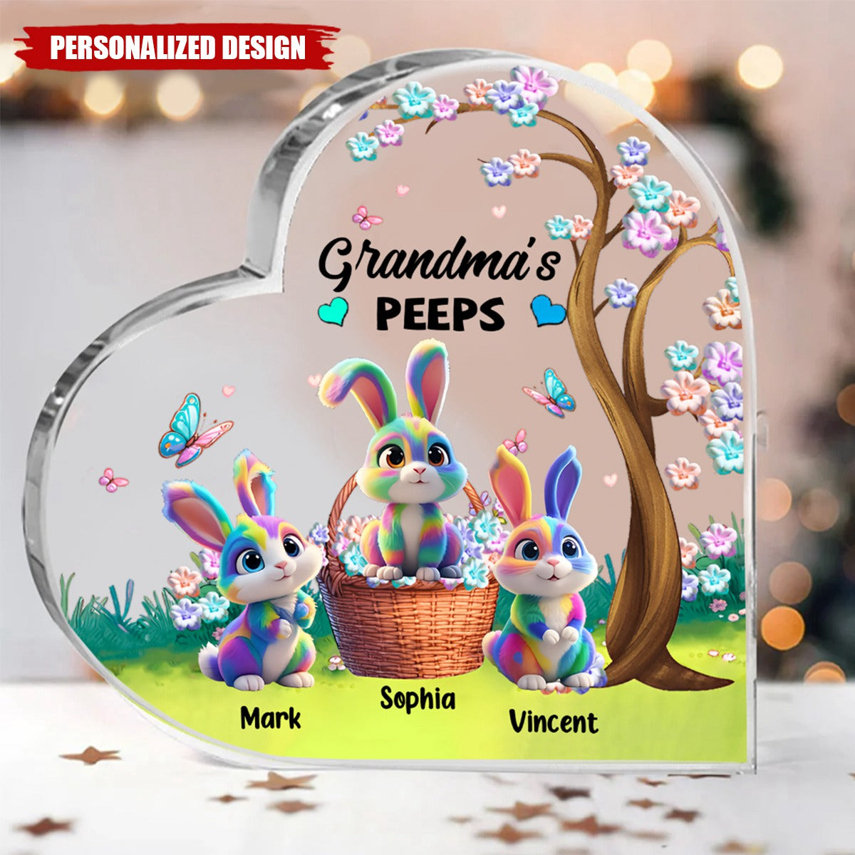 Grandma's Marshmallow Rabbit-Personalized Heart Acrylic Plaque