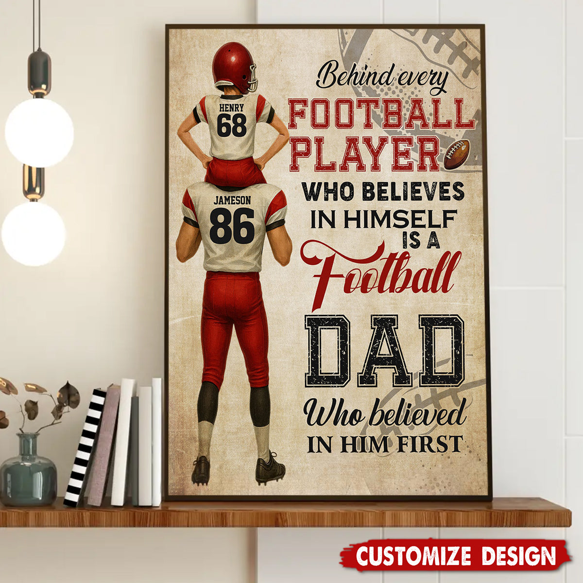 Personalized American Football Dad Son Poster - Birthday,Father's Day Gift For American Football Lovers