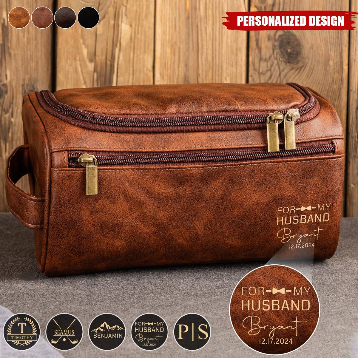 Personalized Men's Leather Toiletry Bag-Gift for Men