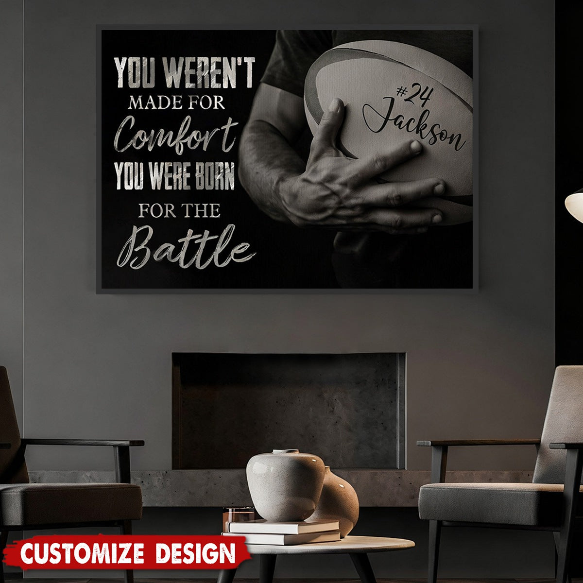 Motivational Personalized Rugby Man Canvas Painting, You Were Born For The Battle Wall Art Decor, Poster Gift For Rugby Lovers