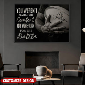 Motivational Personalized Rugby Man Canvas Painting, You Were Born For The Battle Wall Art Decor, Poster Gift For Rugby Lovers