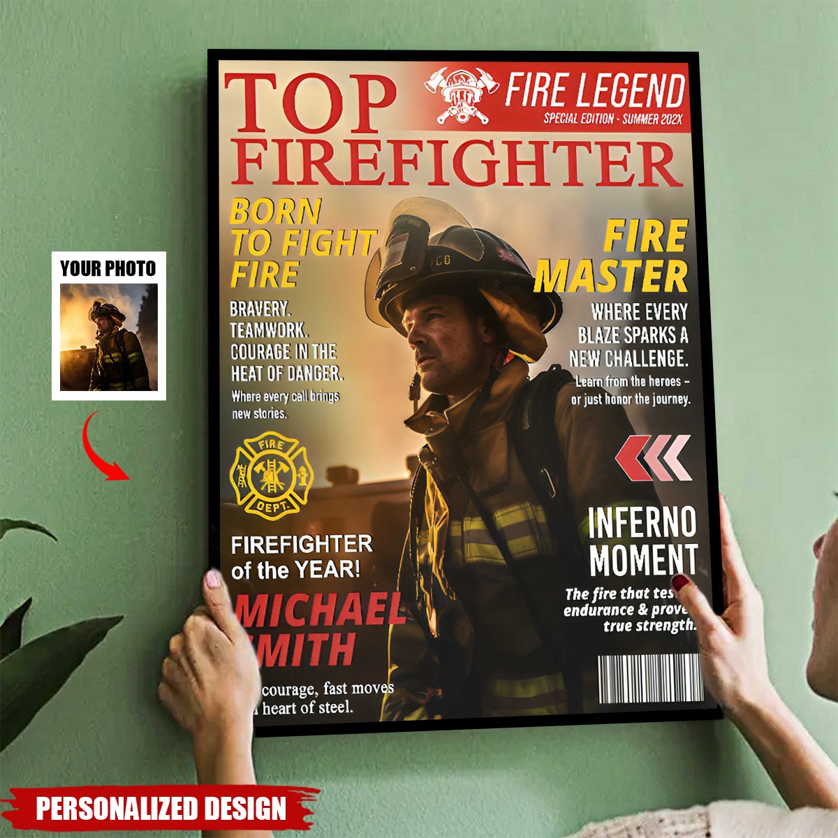 Personalized Firefighter Magazine Poster-Fireman Retirement Gift