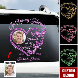 Personalized Forever In My Heart Car Window Decal Sticker