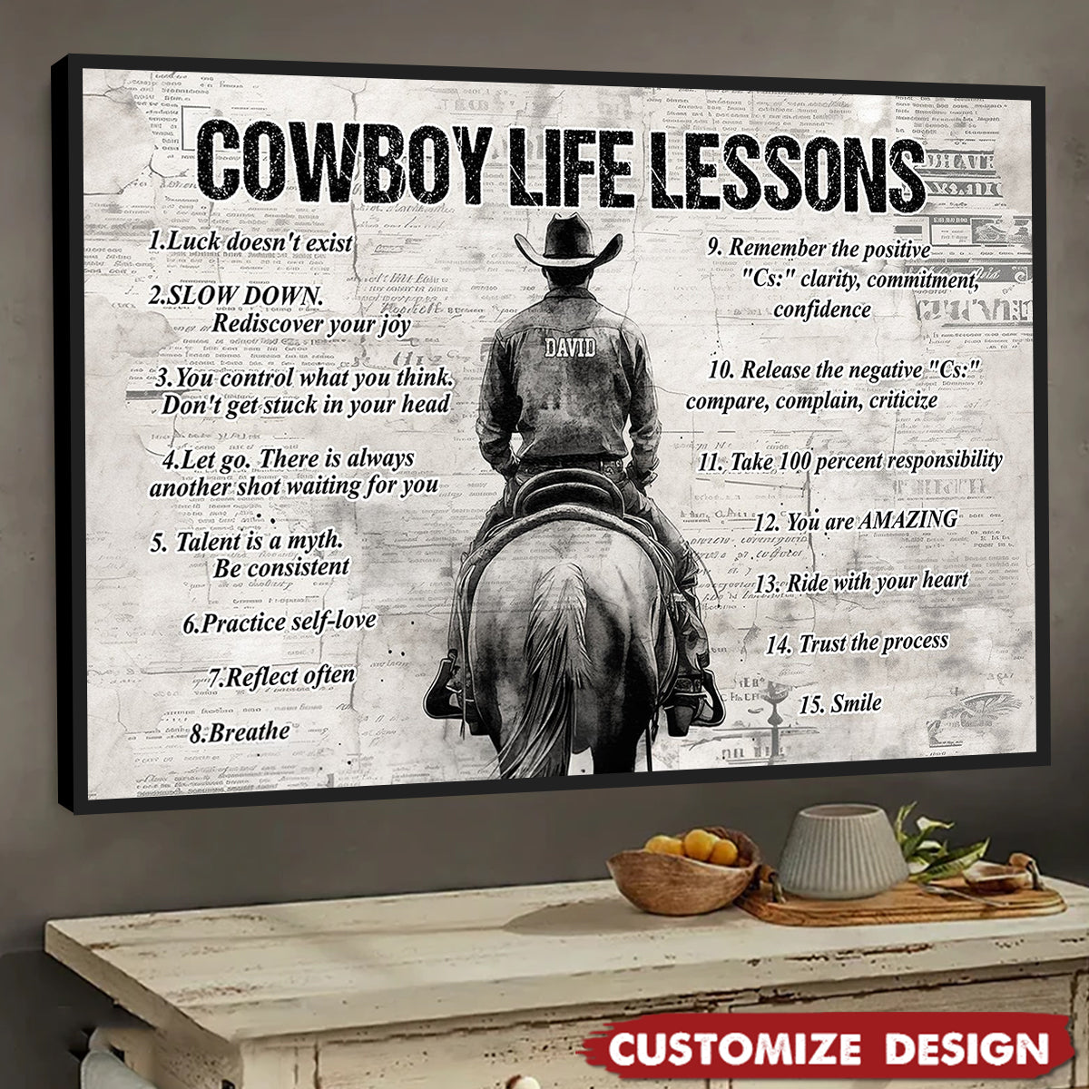 Personalized Cowboy Life Lessons Cool Quotes Poster - Gift For Cowboy