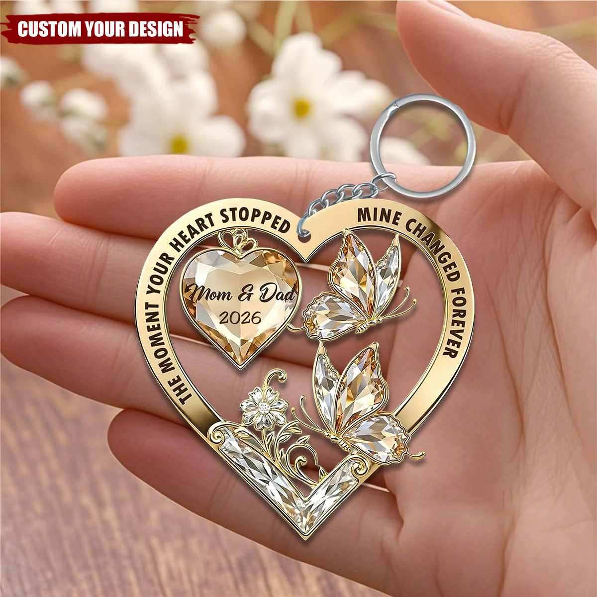 The Moment My Heart Changed Forever - Personalized Custom Keychain