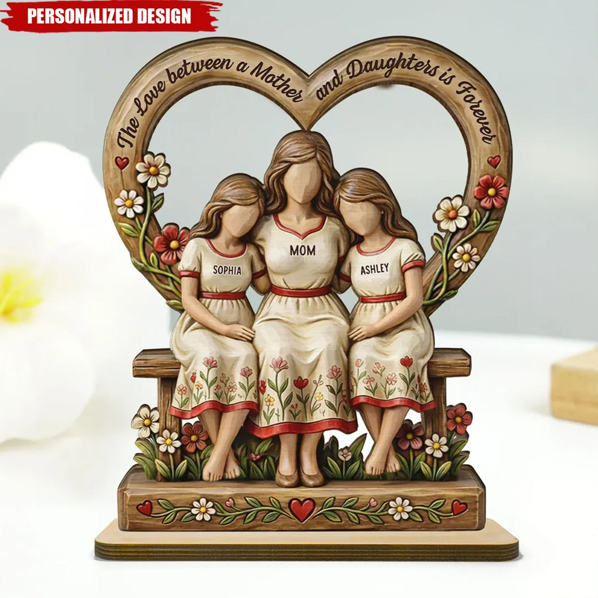Rooted in Love Mother Daughters-Personalized Wooden Plaque-Gift For Mom
