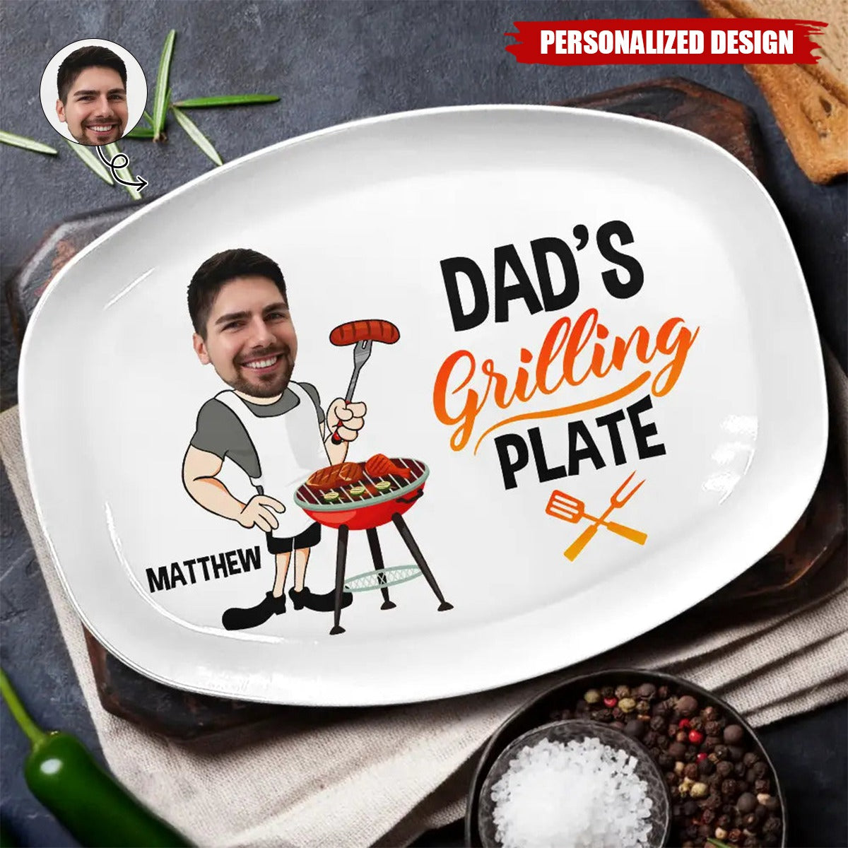 Daddy's Grilling Plate - Personalized Photo Plate