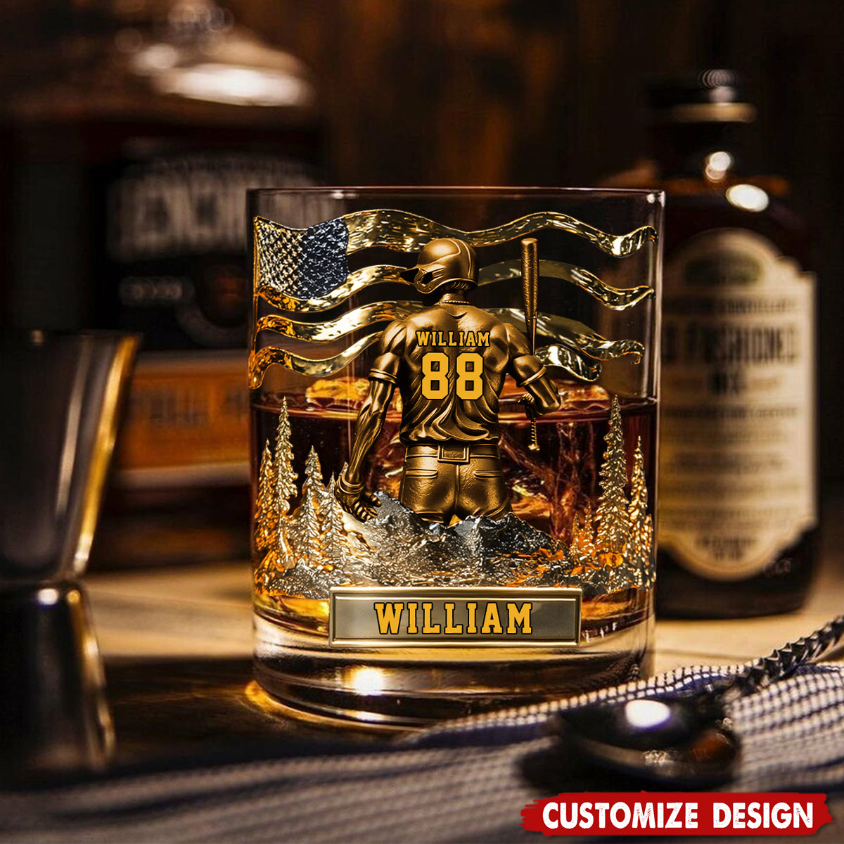 Personalized Baseball Whiskey Glass - Gifts For Baseball Lovers