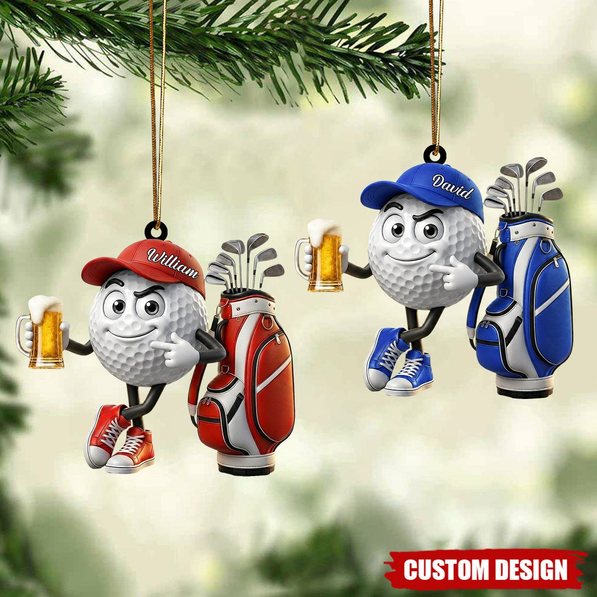 New Release - Personalized Cute Golf Mascot Ornament - Gift for Golf Lover