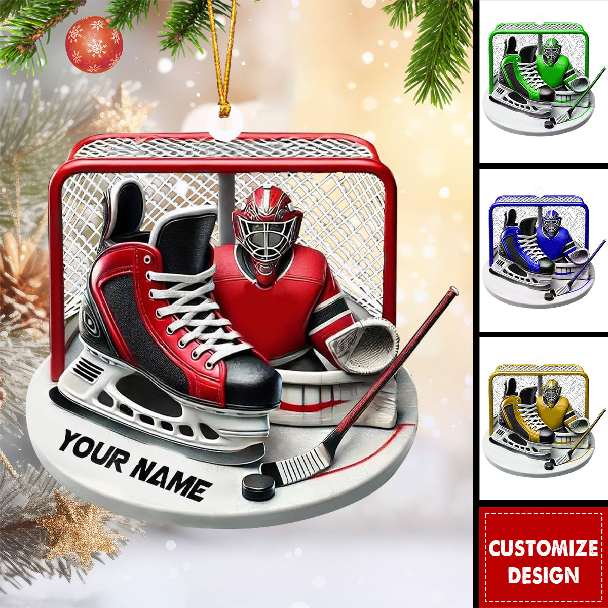Ice Hockey Christmas Personalized Acrylic Ornament