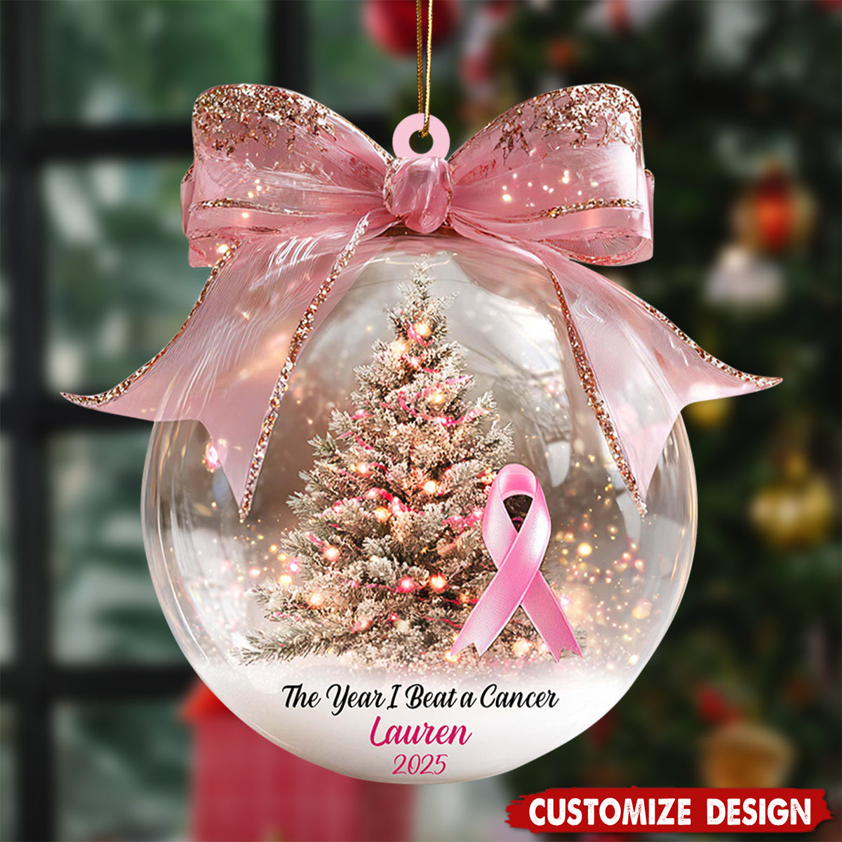 The Year We Beat A Cancer  - Personalized Ornament - Gift for Cancer Fighter