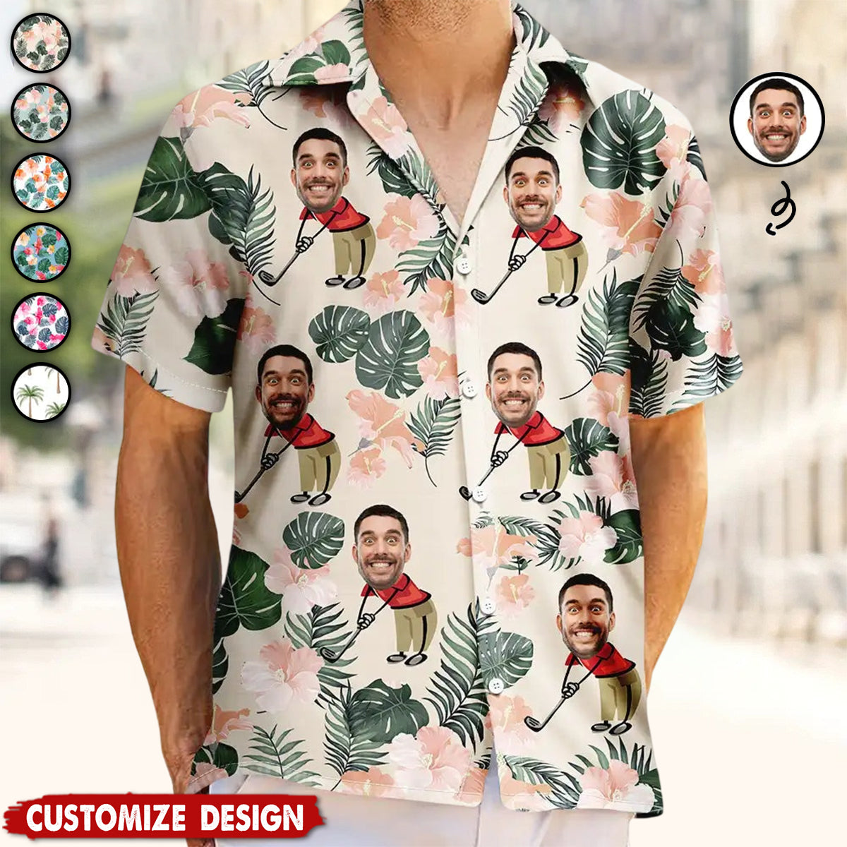 Custom Photo Golf Lovers Funny Art - Personalized Hawaiian Shirt