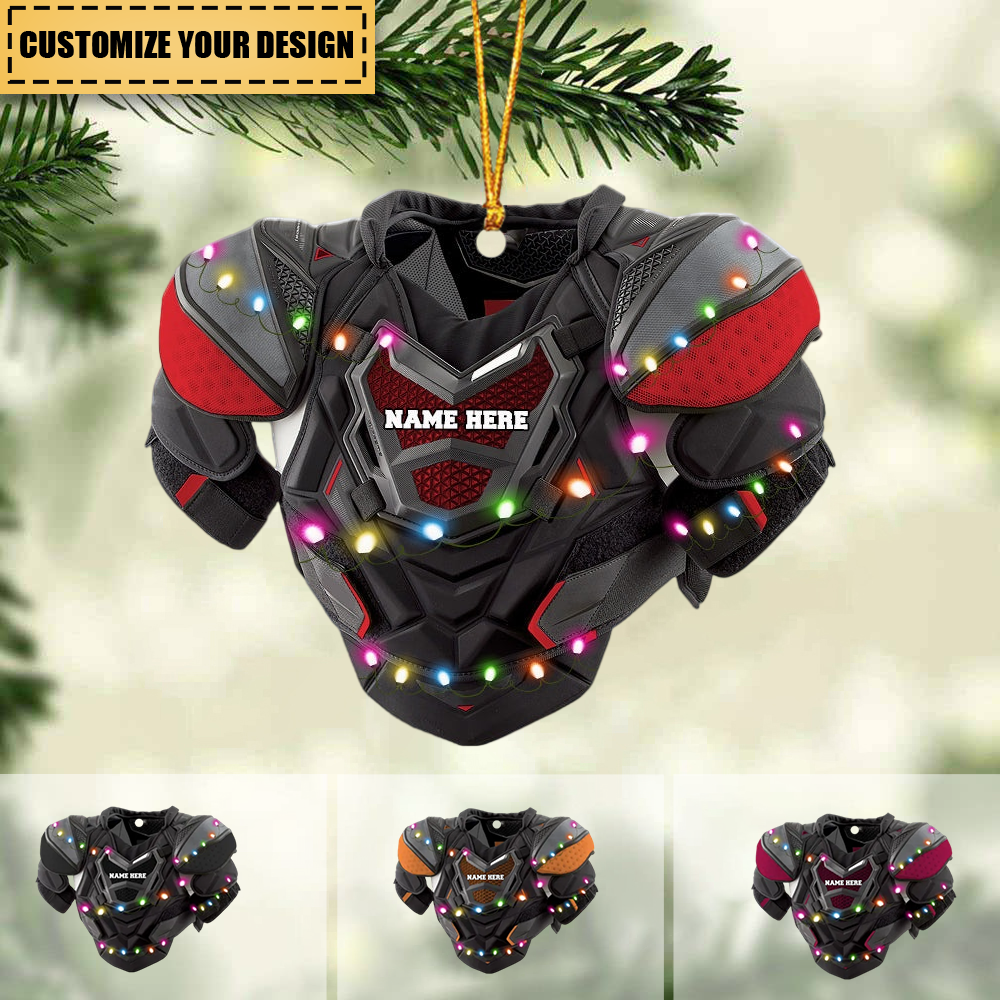 Hockey Shoulder Pads With Light Christmas - Personalized Christmas Ornament - Gift For Hockey Lovers