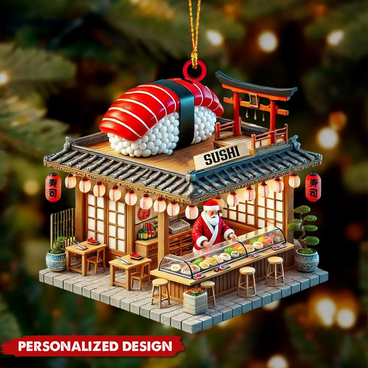 Personalized Sushi Shop Ornament-Gift for Sushi Lovers