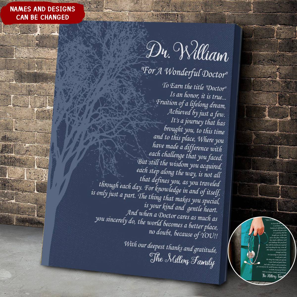 Appreciation Poster Canvas Personalized Gift For Family Doctor