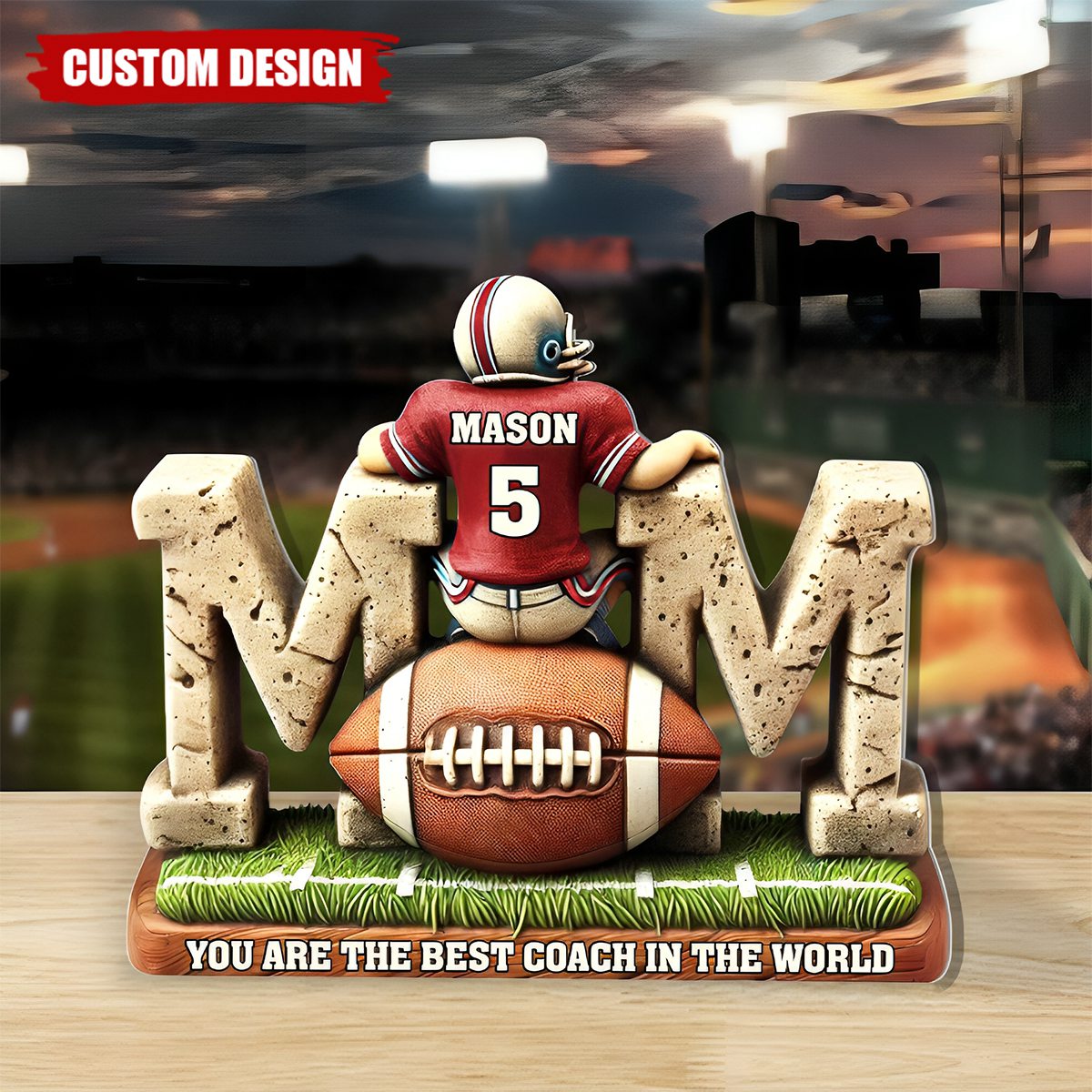 Personalized Football Mom Acrylic Plaque, Gift For Football Lover