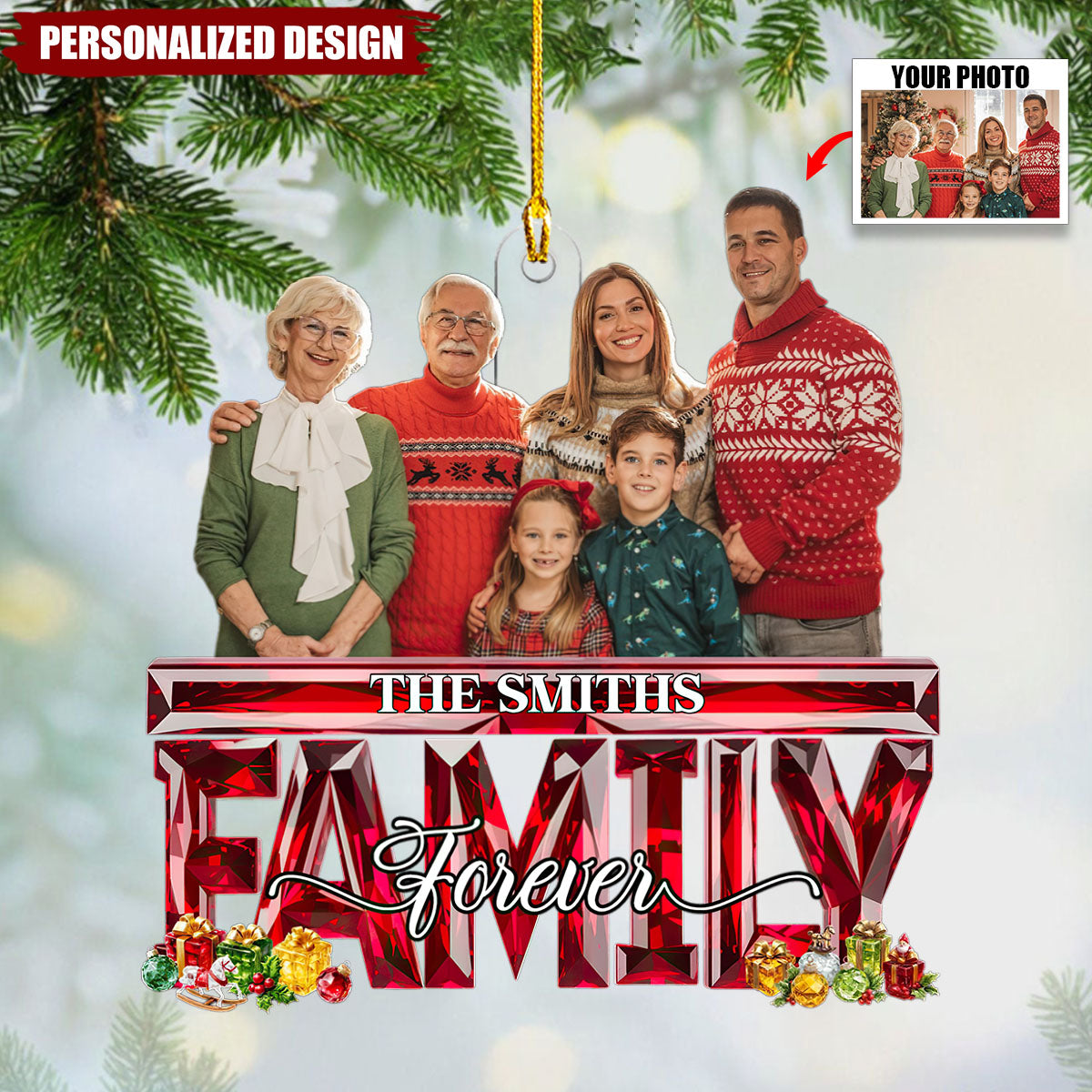 Personalized Photo Family Forever Ornament-Gift For Family Member