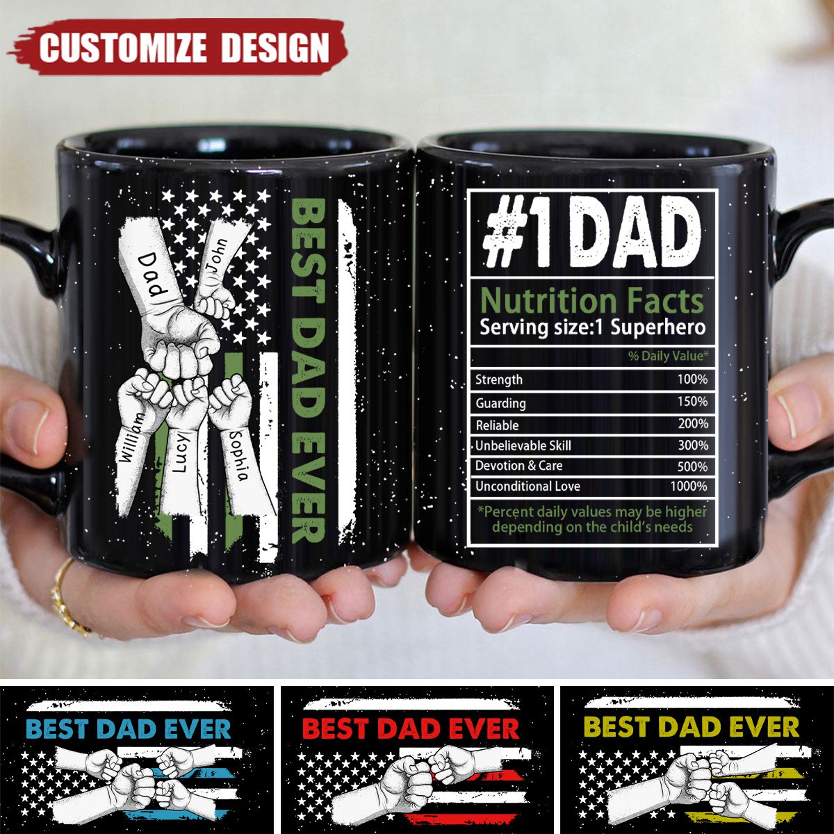 Best Dad Ever Fist Pump - Gift For Dad, Father - Personalized Mug