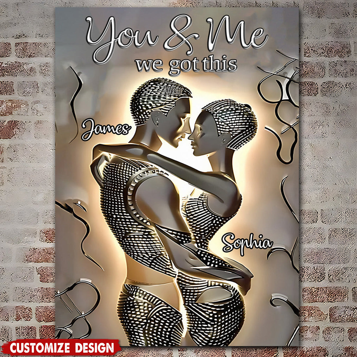 It's You & Me - Personalized African American Rectangle Metal Sign