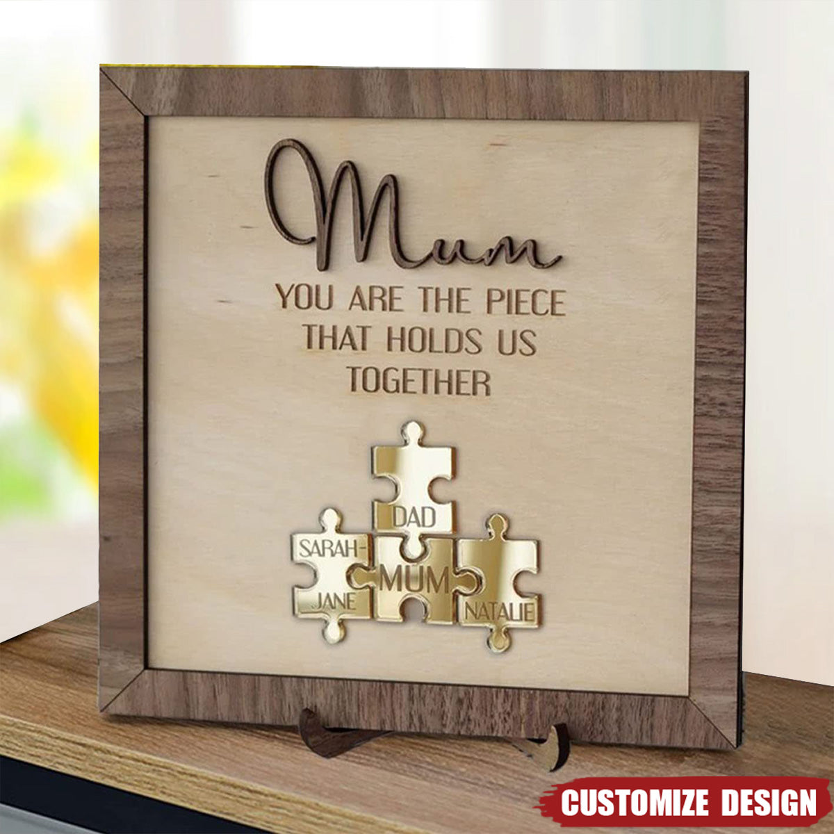 You Are The Piece That Holds Us Together - Personalized 2-Layer Wooden Plaque - Gift For Family
