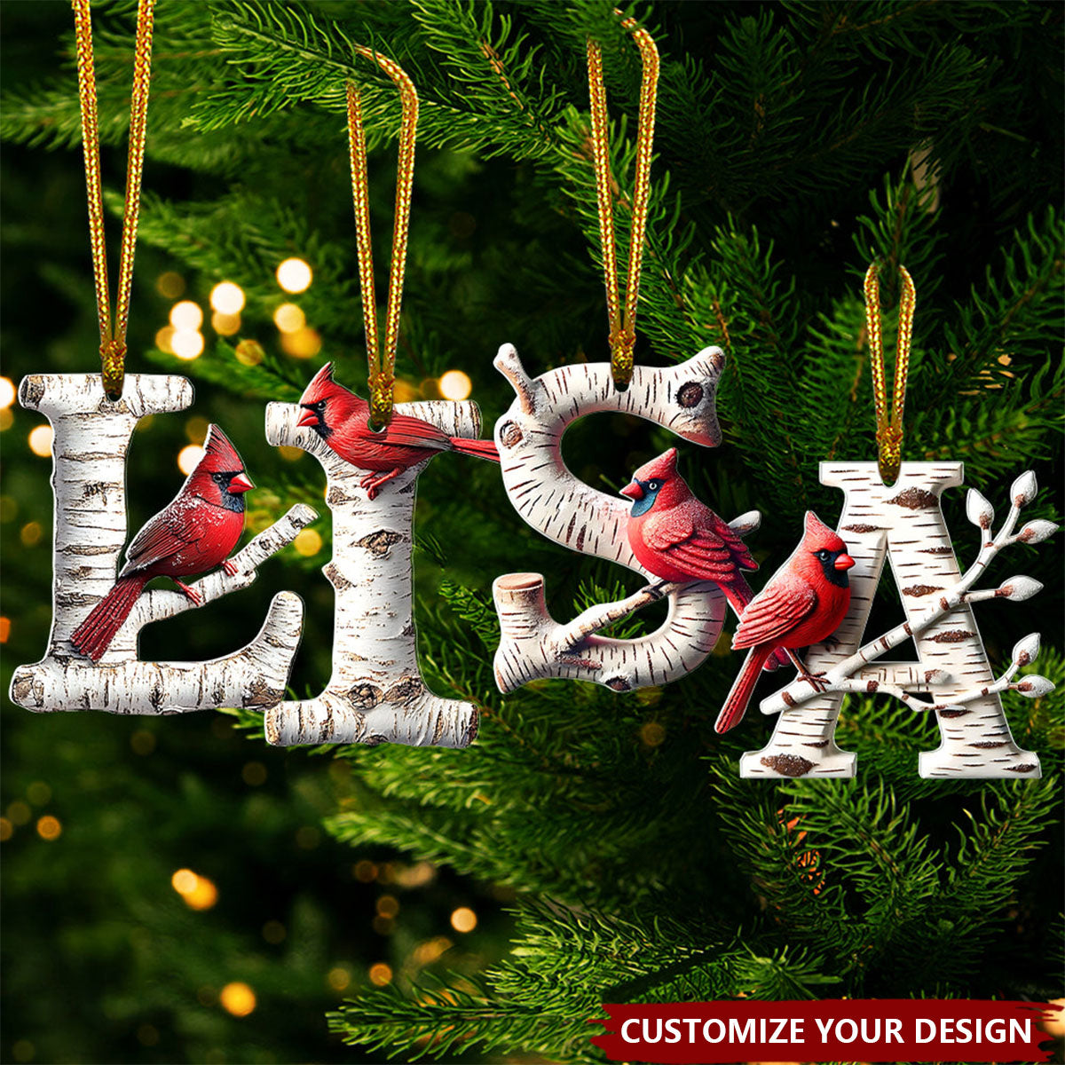 Memorial Ornament - Cardinal Letter Personalized Memorial Ornament