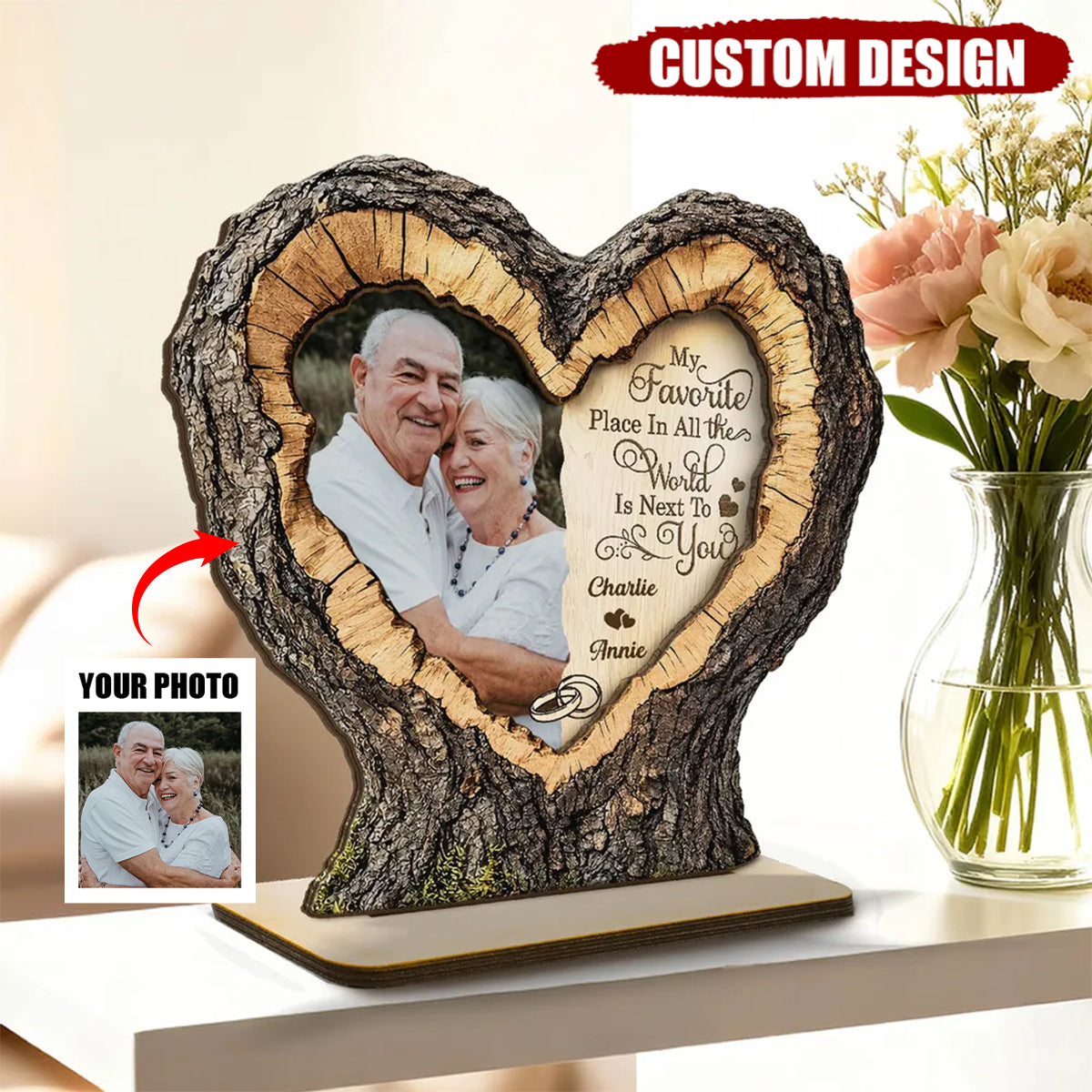 Personalized Favorite Place Next To You Couple  Wooden Plaque - Anniversary Gift, Valentine's Gift For Him, For Her