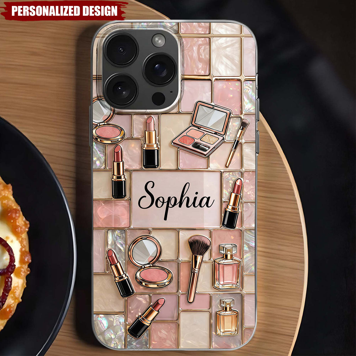 Celebrate Your Unique Style With Cosmetics And Chic Tiles-Personalized Makeup Lovers Phone Case