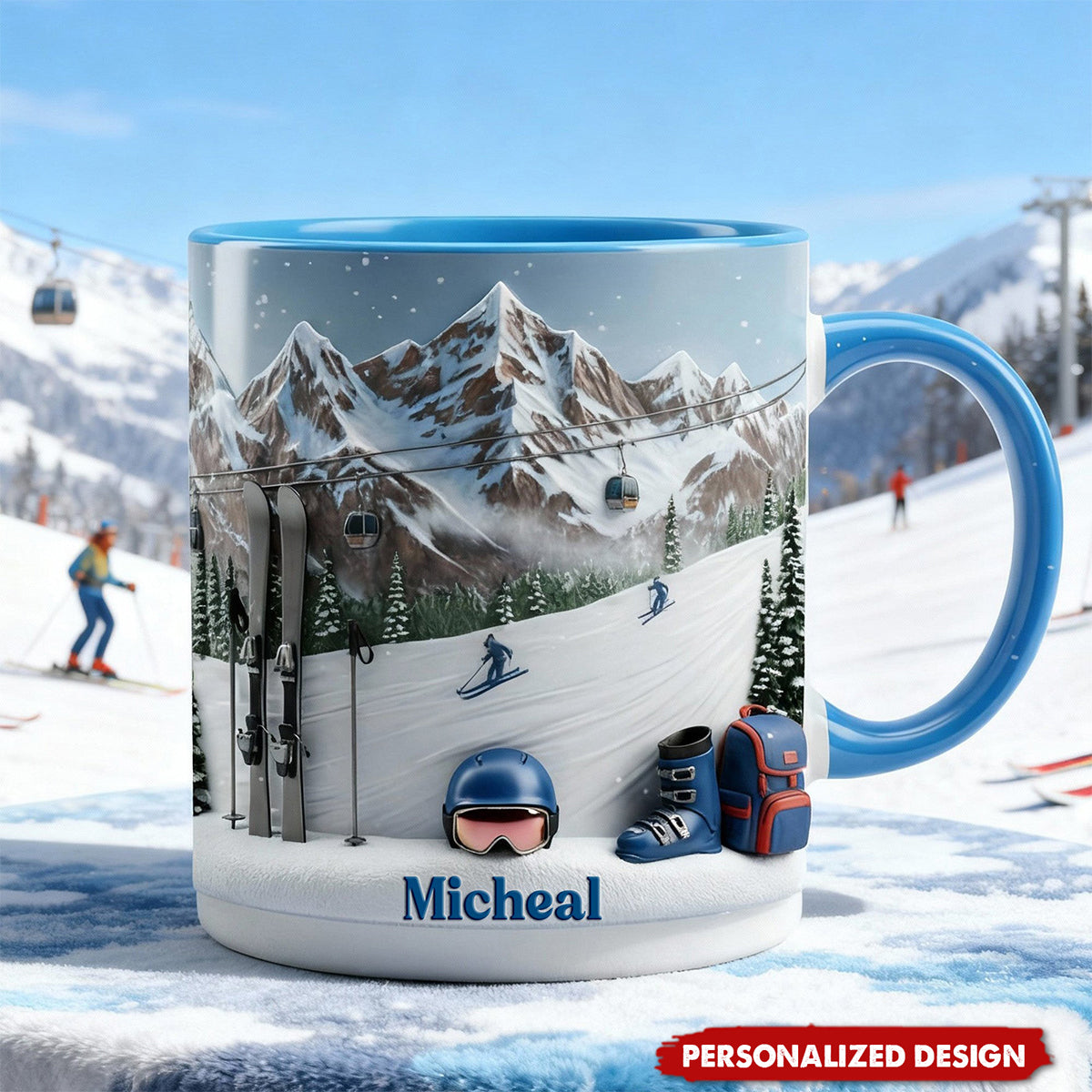 Personalized Skiing Accent Mug Gifts For Skiing Lovers