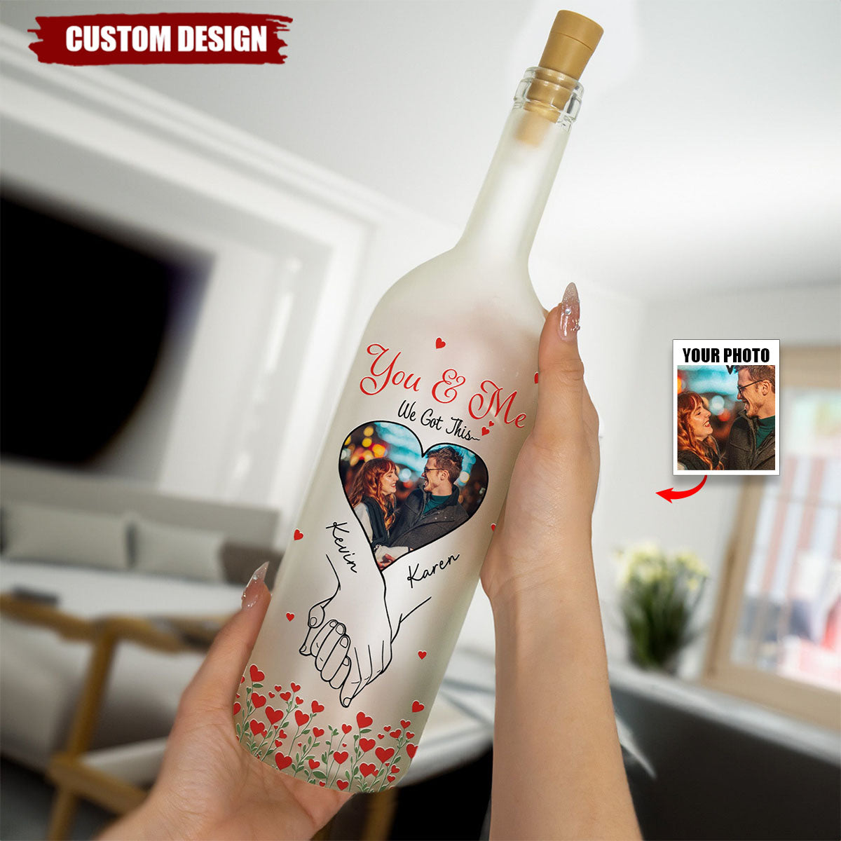 You And Me We Got This - Personalized Photo Bottle Lamp