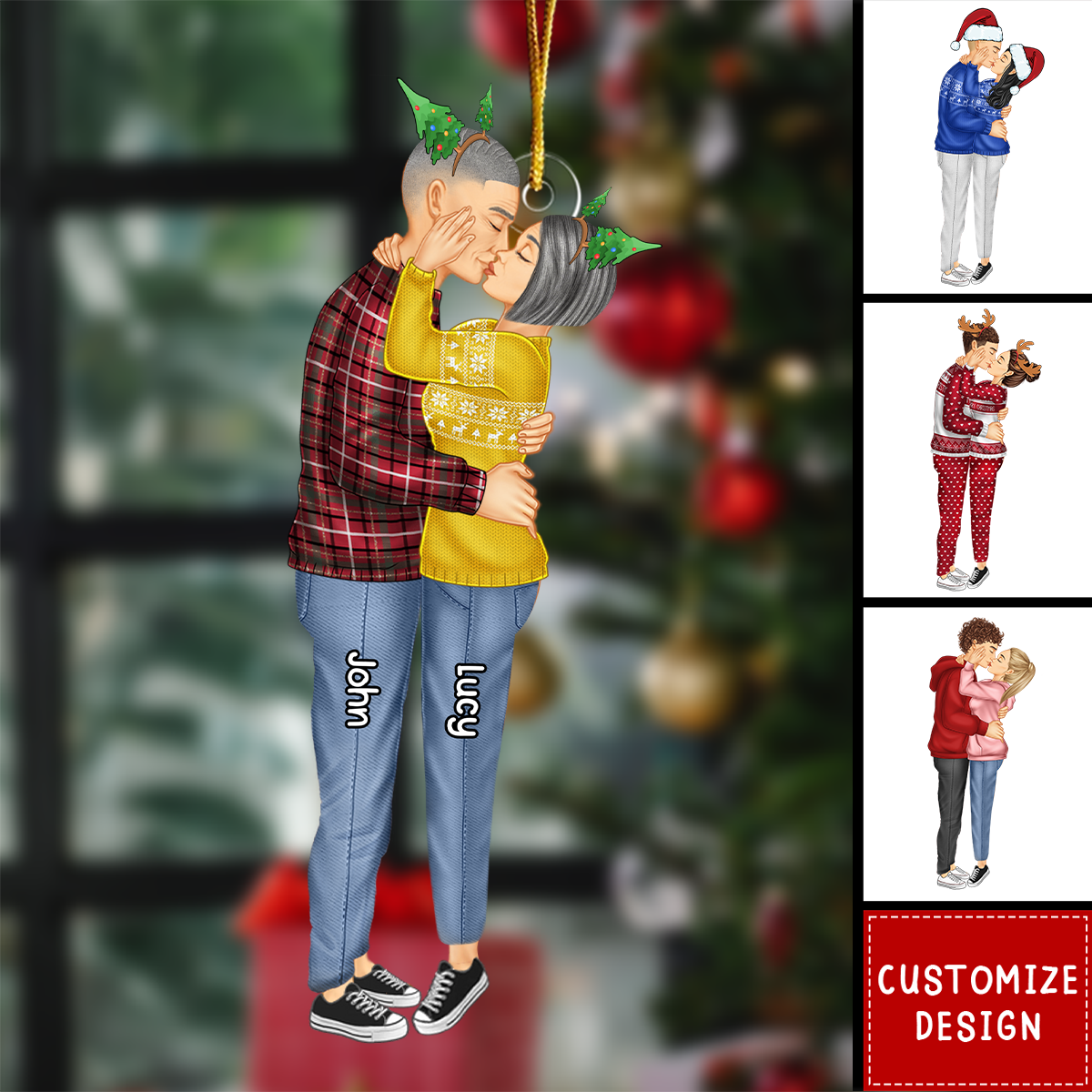 Personalized New Couple Kiss Ornament - Gift For Couple