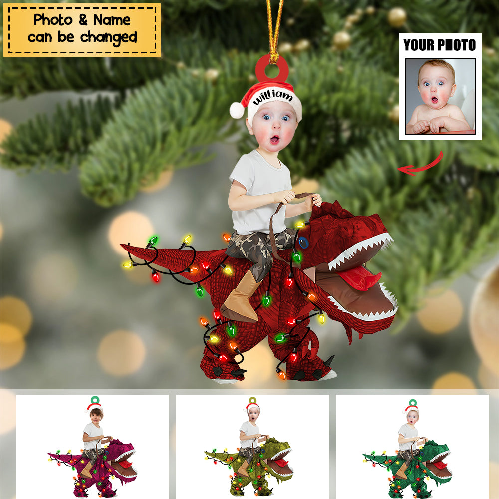 Personalized Dinosaurs Christmas Ornament / Keychain - Gift For Kids/Newborn Baby