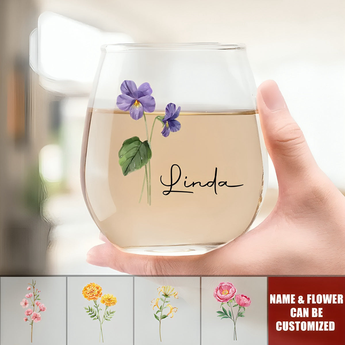 Friends Are Like Flowers, They Fill The World With Beauty - Bestie Personalized Custom Wine Glass - Gift For Best Friends, BFF, Sisters