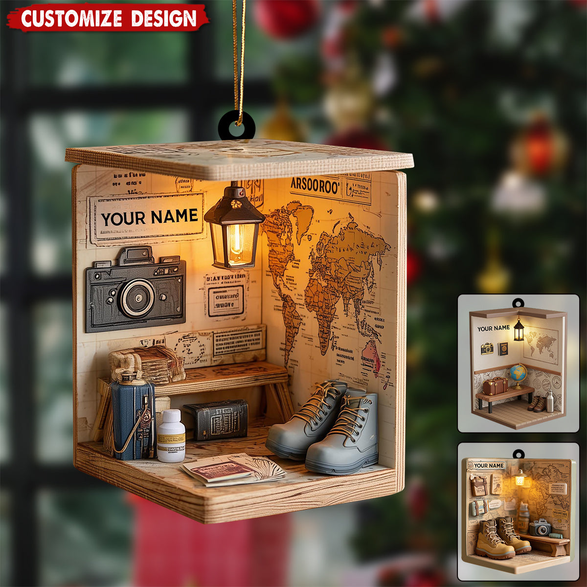 Personalized Travel Ornament - Gift For for Travelers